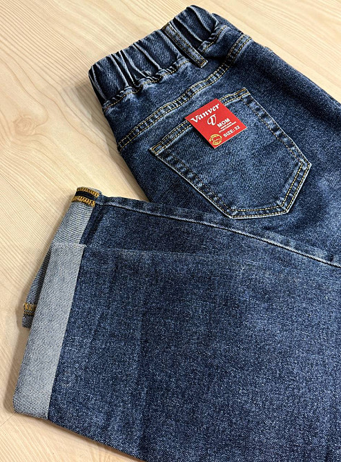 Джинси жіночі Vanver 8275 MOM на резинці зі шнурком великі розміри сині , синій, 42., 42, 120 см, 145 см Київ - фото 4
