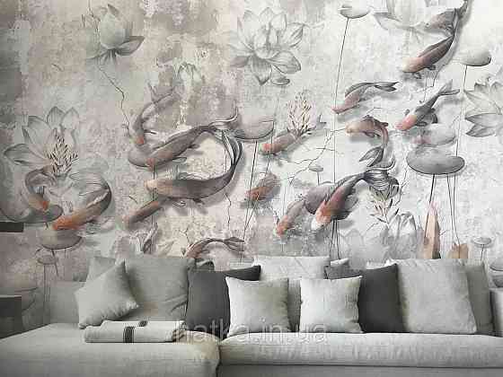 Фотообои бесшовные флизелиновые экологически чистые BBG Map карта мира серая синяя Киев