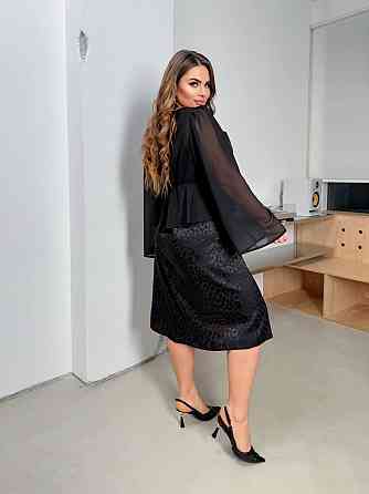 Жіноча базова шовкова сукня і шифонова блуза сукня-щільний шовк +шифонова кофтинка Одеса