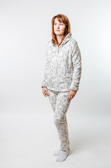 Домашній теплий костюм жіночий кавовий з капюшоном 44/46 Крохатушка одяг Київ - фото 1