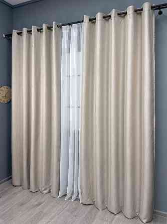 Комплект штор на люверсах VR-Textil Блэкаут двусторонний Scandi № 1904ш Бежевый 150х250 см 2 шт (37-0304) Киев