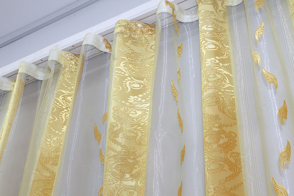 Тюль VR-Textil 1284т Органза з нейлоновою вишивкою Золотистий 300х270 см (40-084) Київ - фото 7