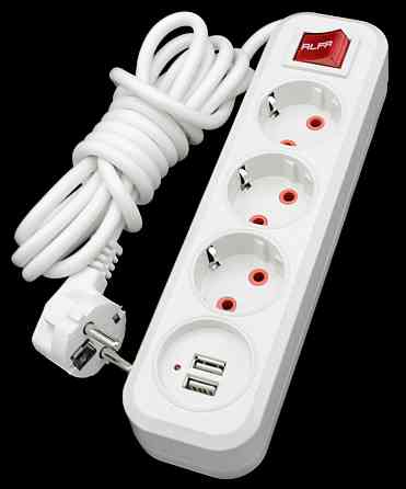 Удлинитель RLFR с заземлением 3 гнезда 5 метров + USB Днепр