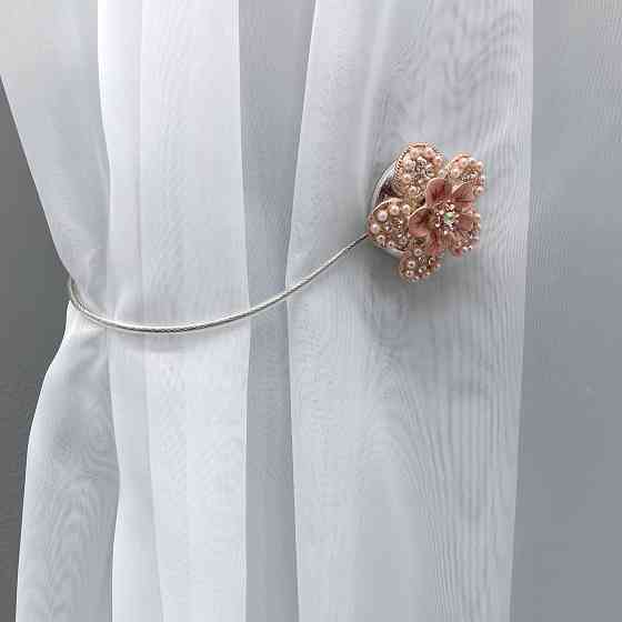 Магніти для штор та гардин "Flowers" набір 2 шт Персиковий (81-231) Київ