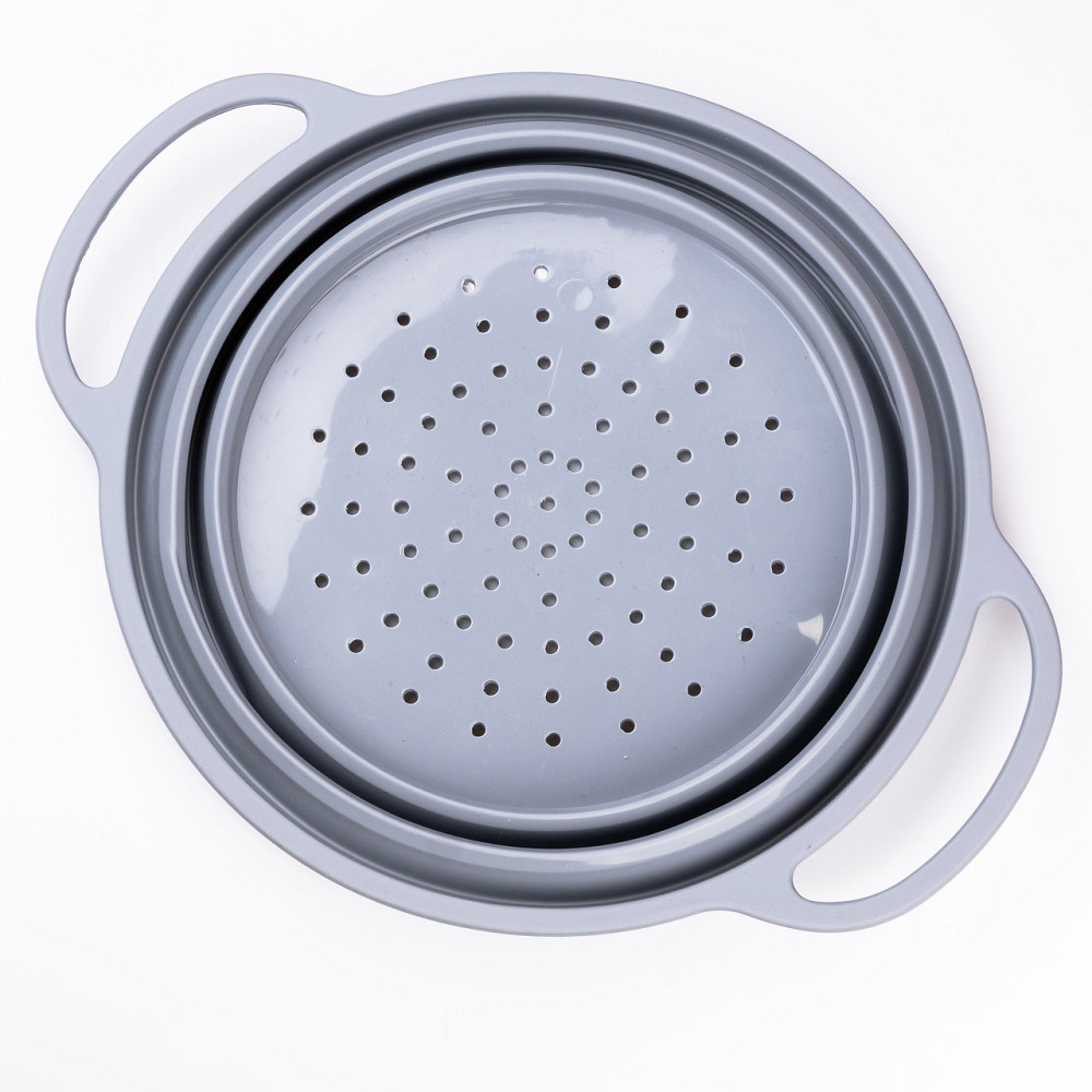TS Kitchen Друшляк 2.6 л силіконовий складаний з ручками 2.6 л Сірий HP34544G Киев - изображение 1