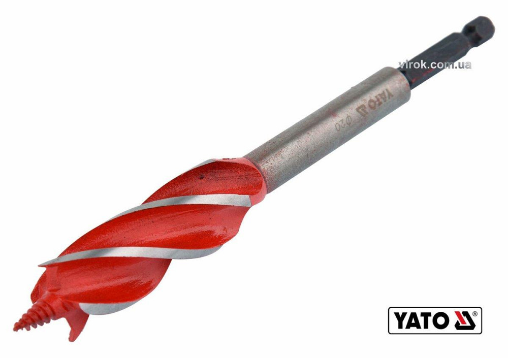 Свердло по дереву YATO : Ø= 20 мм, L= 165 мм, HRC 40-45 з 4 пругами, HEX- 1/4" [75/150] Одеса - фото 1
