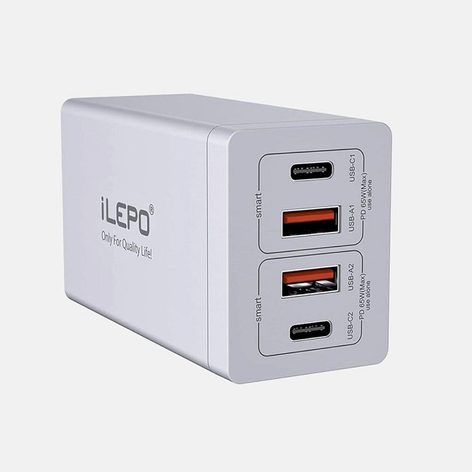 Адаптер живлення 2 в 1 Type C*2 + USB*2 65W Луцк - изображение 1