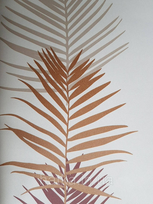 Шпалери вінілові Lutece Bensimon листя папороті бордові бежеві коричневі на світло-бежевому Київ - фото 4