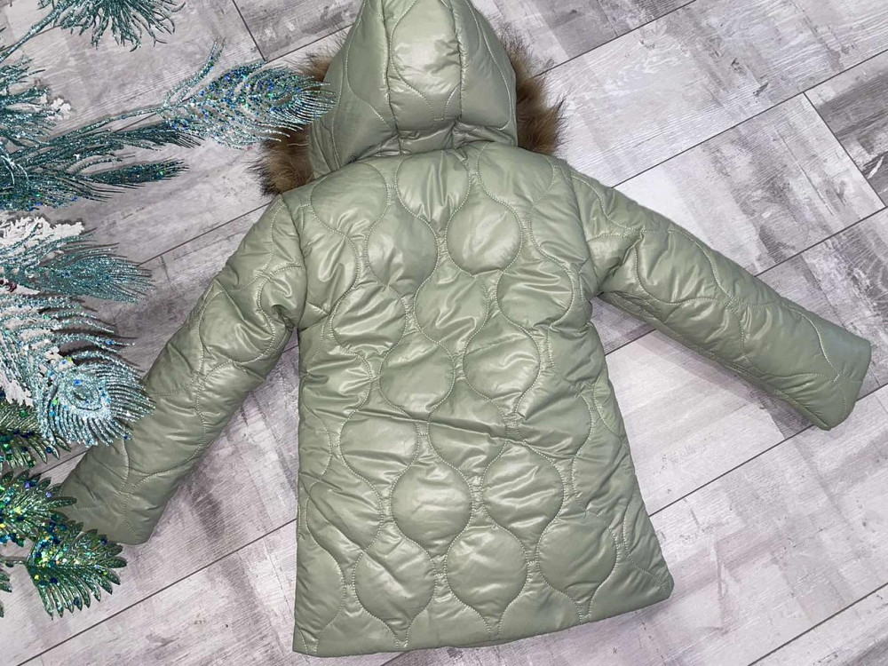 Зимова куртка на дівчинку в зеленому кольорі 140 Миколаїв - фото 3