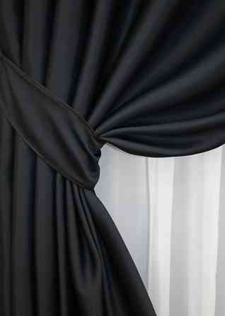 Комплект готовых штор VR-Textil Софт однотонний Черный 150х270 см 2 шт (33-0262) Киев