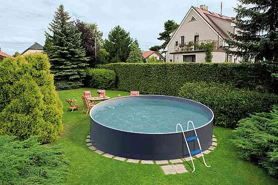 Комплект басейн каркасного Azuro Graphit 5 х 1.2 з пісочним фільтром та сходами Київ