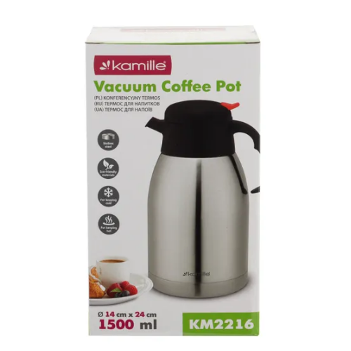 Термос "конференція" 1500мл з пластик.кришкою нержавіюча сталь Конференція KAMILLE 2216 Житомир - фото 10