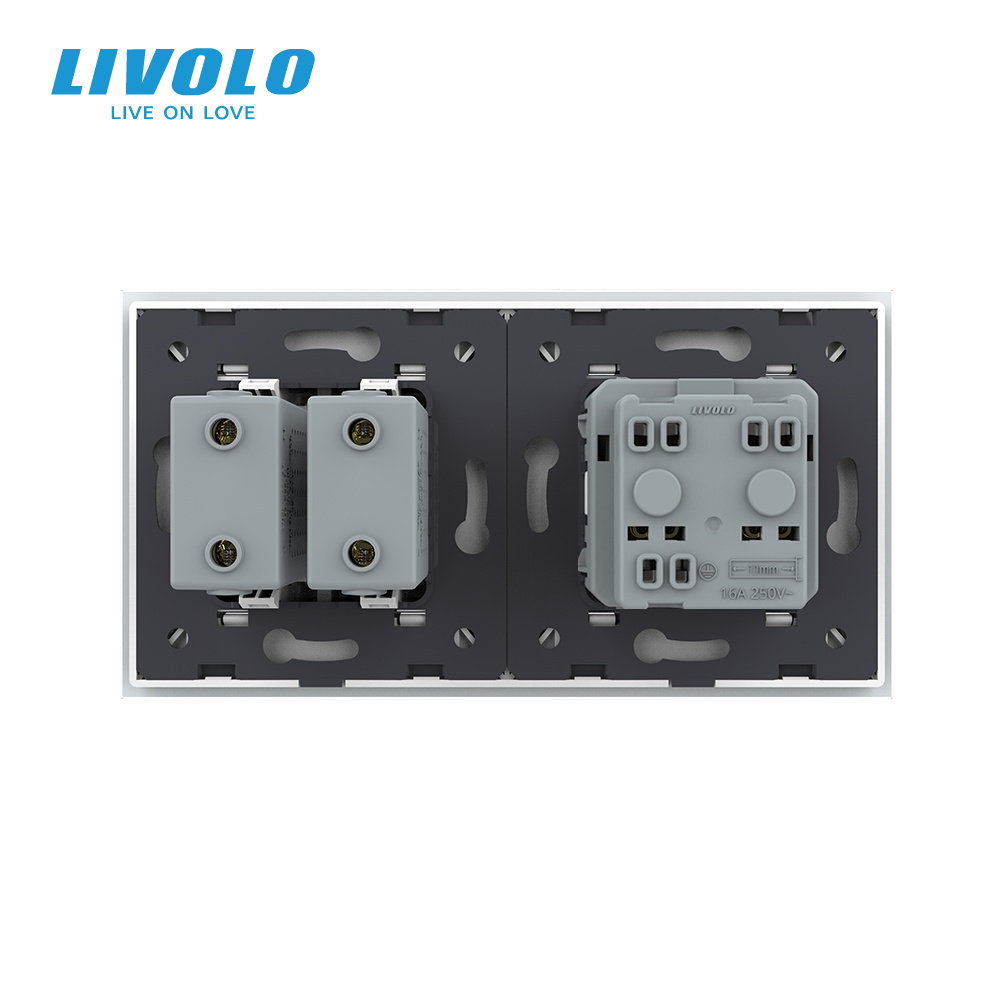 Розетка з заземленням з 2 USB розетками Livolo білий скло (VL-C7C1EU2USB-11) Коломыя - изображение 5