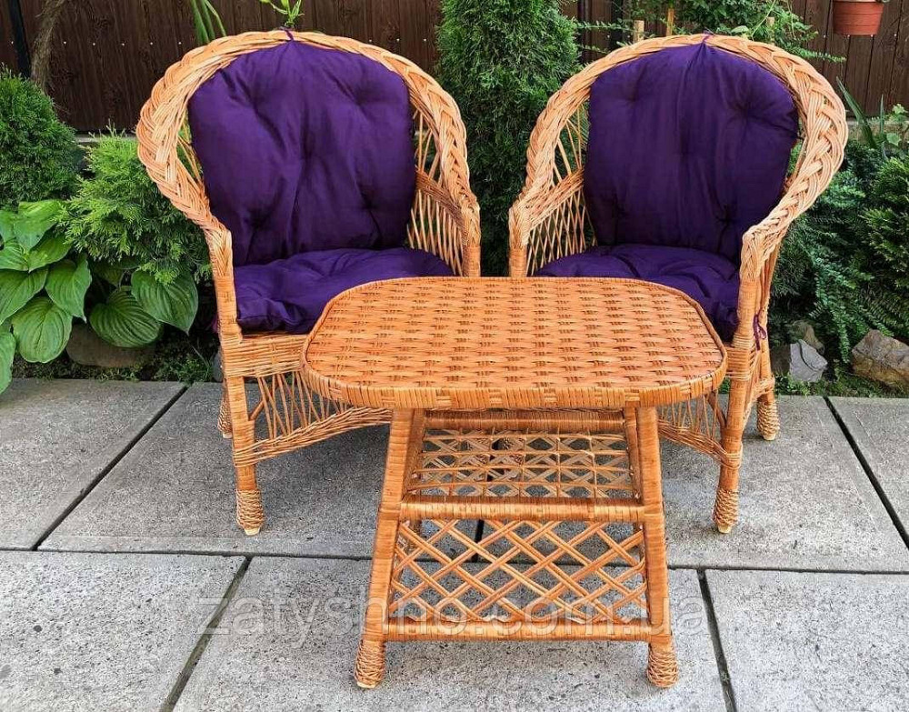 Мебель плетеная с подушками фиолетовыми и маленьким столом Киев - изображение 2