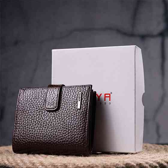 Мужской небольшой кожаный кошелек Коричневый (KARYA) Киев