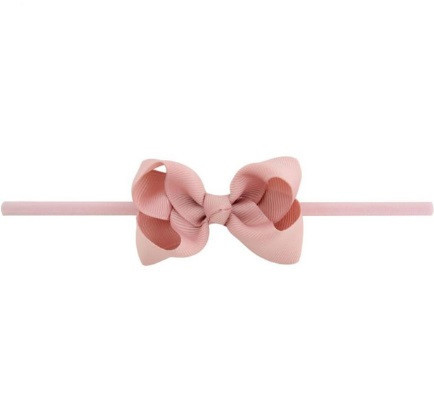 Детская повязочка на голову пудровая - размер универсальный (на резинке), бантик 8см Киев - изображение 1