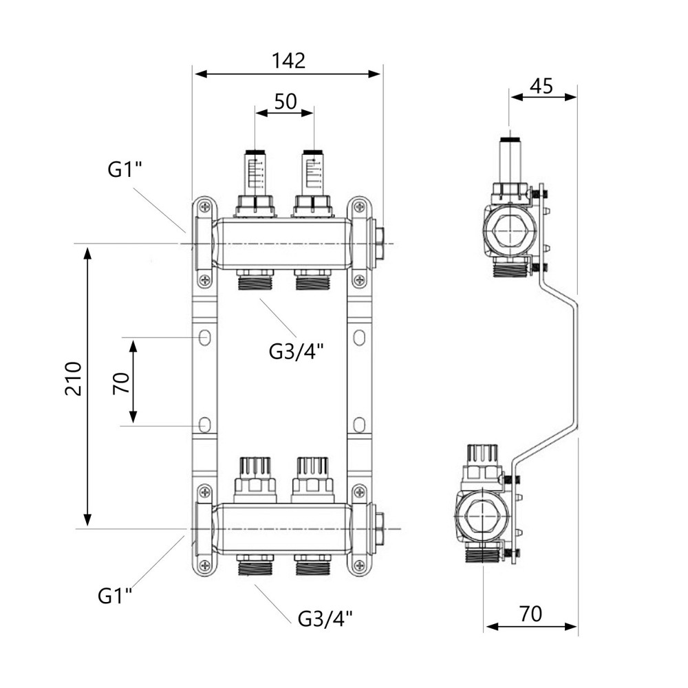 Колектор із витратами Thermo Alliance Standart 1" 2 виходи SD0042 Київ - фото 2