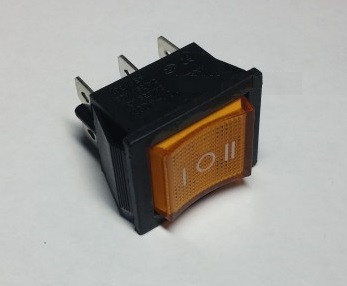 Перемикач широкий з підсвічуванням IRS-203-1C ON-OFF-ON 6-контактний, 15A, 220V, жовтий Полтава - фото 1