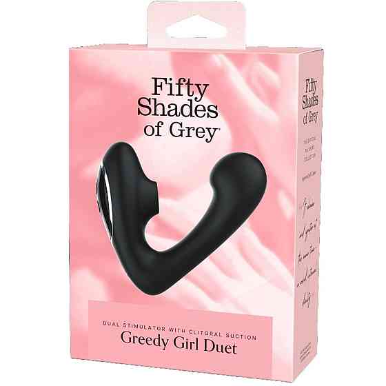 Вибратор-дуэт Fifty Shades of Grey Greedy Girl вакуумная стимуляция и точка G, черный Sex Aura Киев