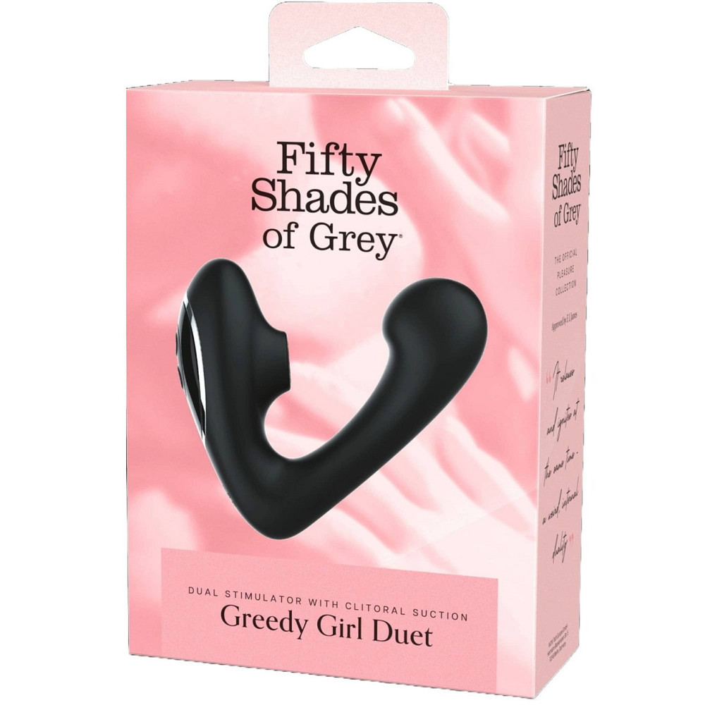 Вибратор-дуэт Fifty Shades of Grey Greedy Girl вакуумная стимуляция и точка G, черный Sex Aura Киев - изображение 2