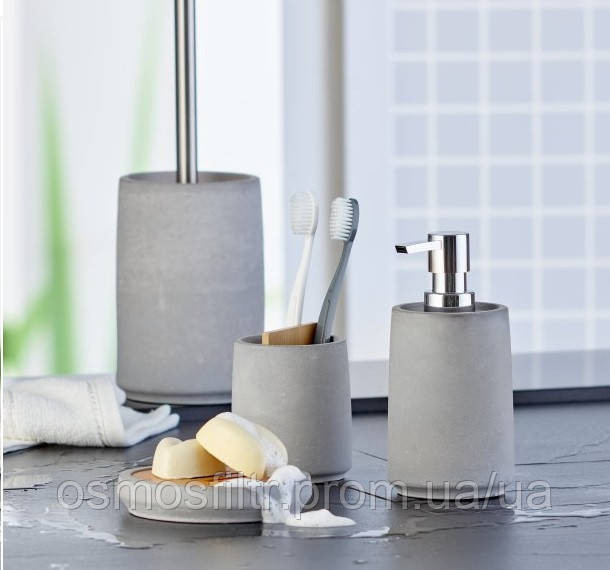 Дозатор для рідкого мила Axentia Турин сірий бетон 8.5x8.5x17 см (126714) Київ - фото 4