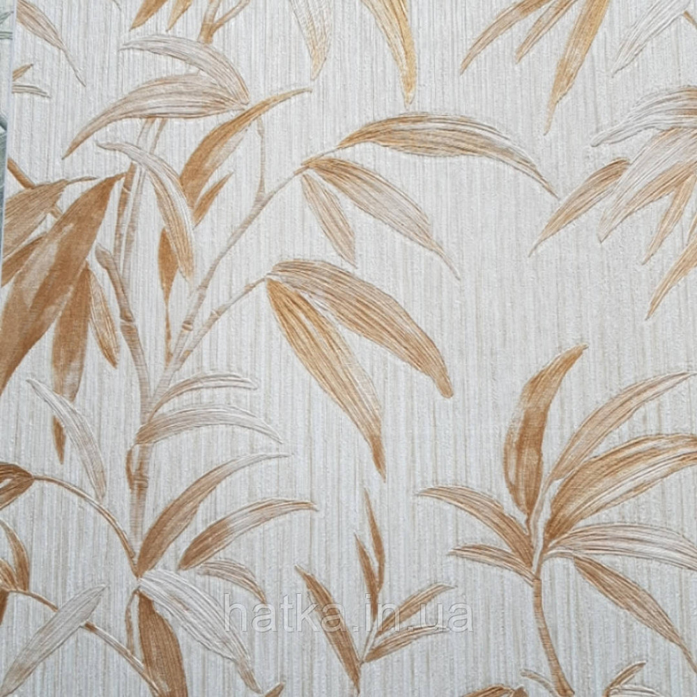 Шпалери вінілові на паперовій основі Zambaiti C88143 ABITAT бамбук листя з золотом на молочному тлі Київ - фото 1