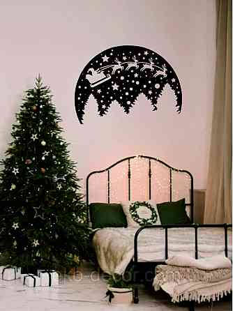 Декоративное настенное Панно «Новый год», Декор на стену 70*51 см, Черный Киев