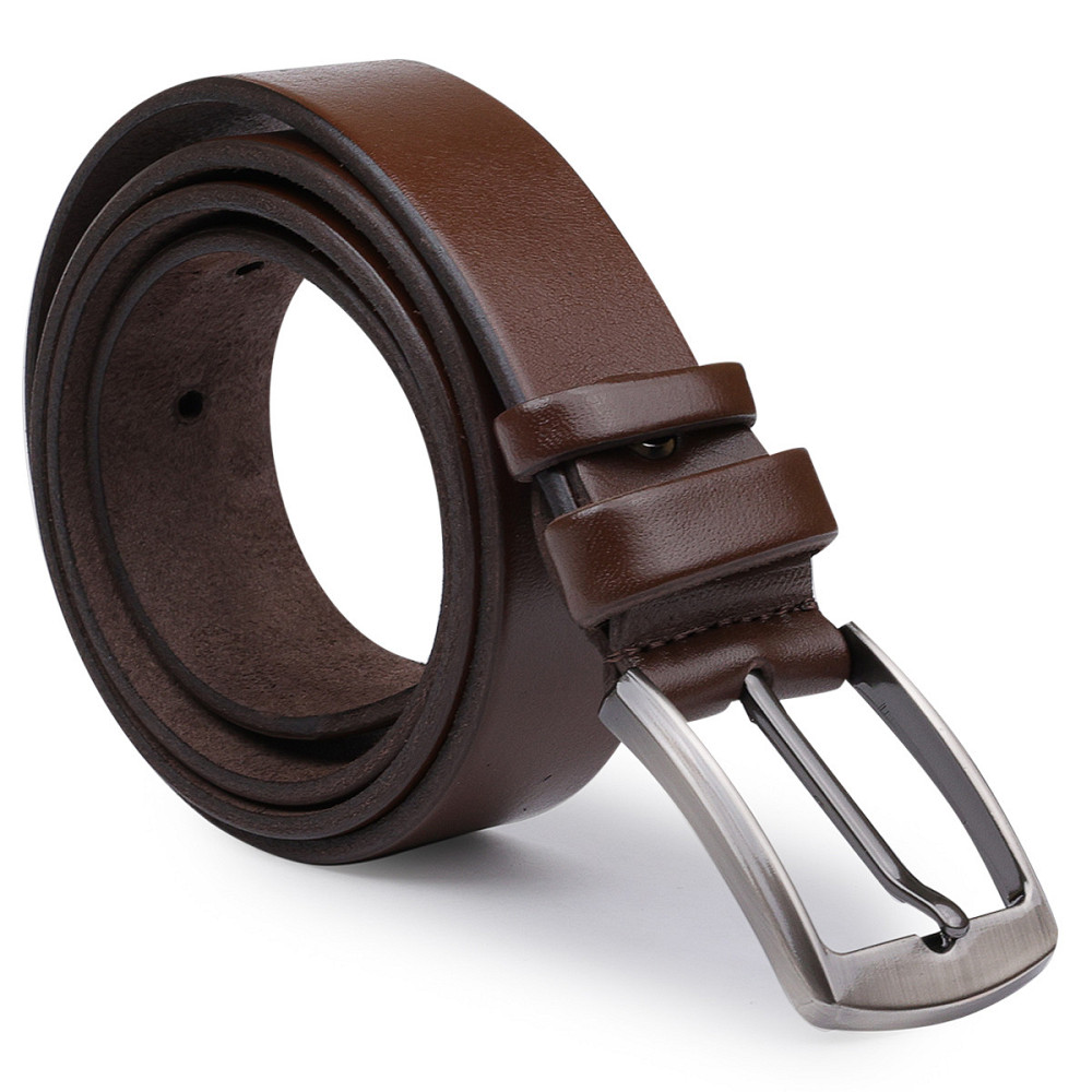 Добротный кожаный ремень для мужчин Vintage 20707 Коричневый Киев - изображение 2