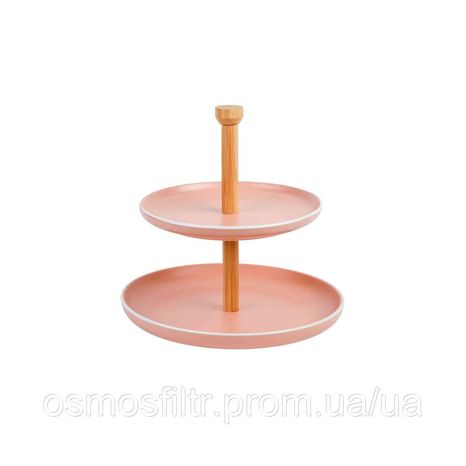 Менажниця 2-ярусна коралова, керам., висота 24 см Київ - фото 1
