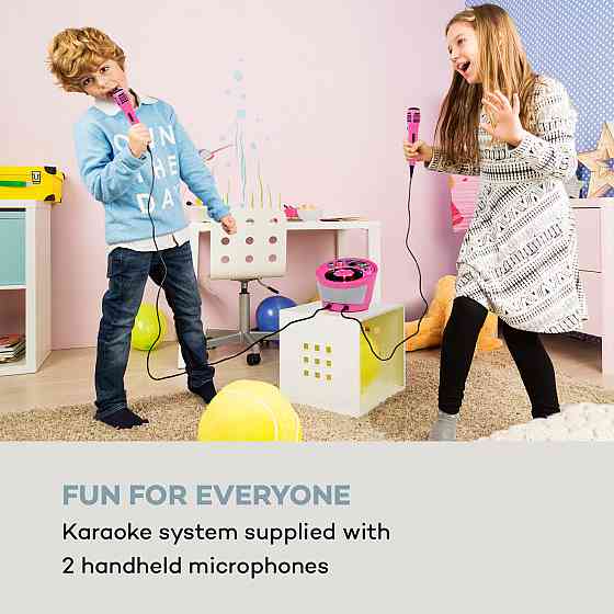 Караоке-система SingSing BT 2 мікрофони CD-плеєр BT Світлодіодний світловий ефект Мобільний Рожевий (Німеччина, Рівне