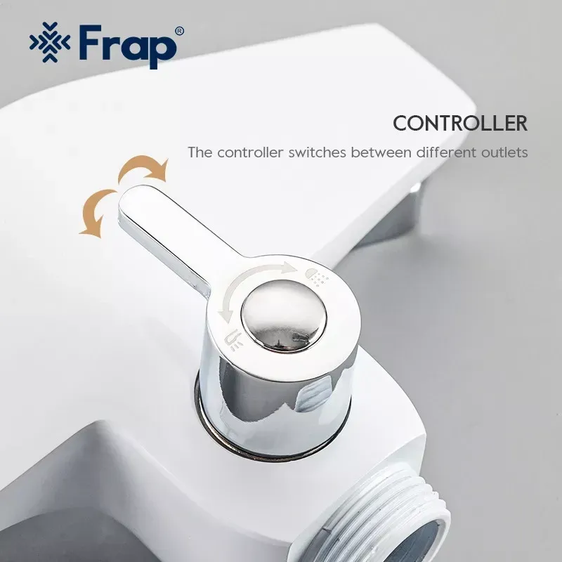 Змішувач для ванни з душовим гарнітуром Frap H58 F2258 білий/хром Київ - фото 8