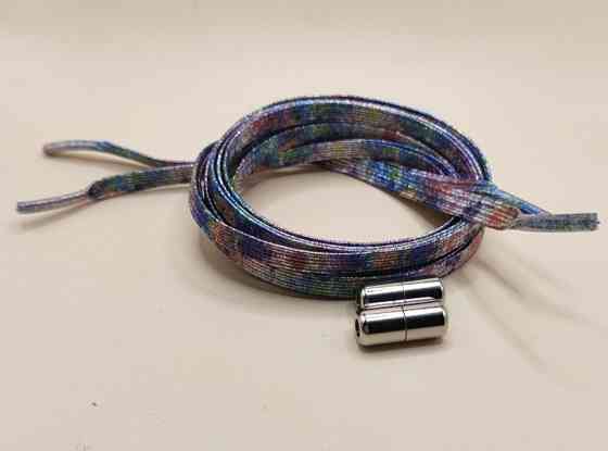 Шнурки эластичные глиттерные с цилиндрической застежкой Разноцветный 2 Смела