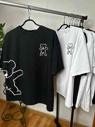 Женская оверсайз футболка с мишкой кулир Черный Одесса