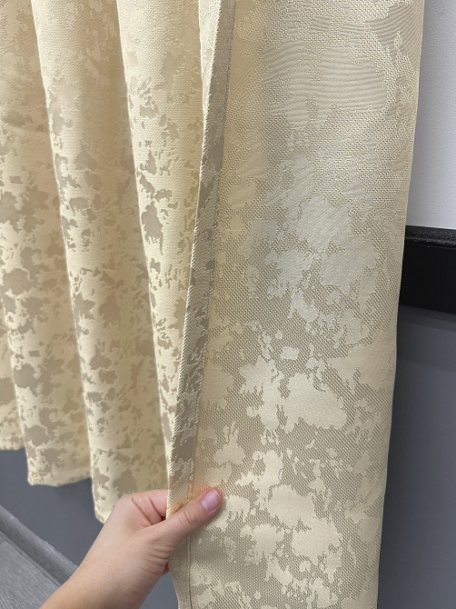 Комплект коротких штор VR-Textil Льон мармур Pavliani ХО № 1909ш Кремовий 130х170 см 2 шт (35-0412) Київ - фото 6