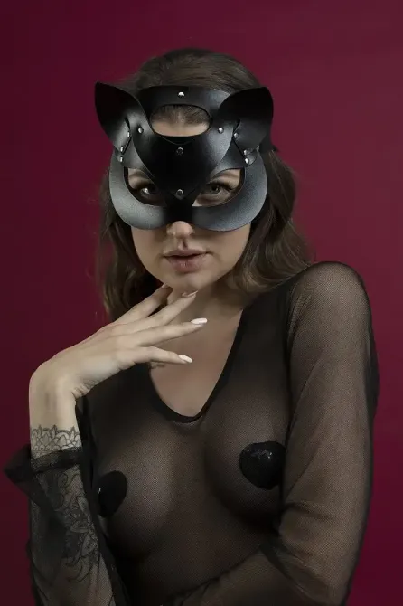 Маска кішечки Feral Feelings - Catwoman Mask, натуральна шкіра, чорна Львов - изображение 1