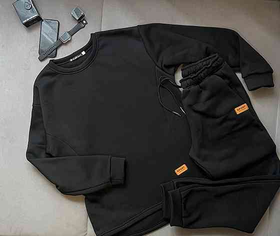 Мужской утепленный спортивный костюм baza трикотаж Трехнит флис Черный, 50/52 Одесса