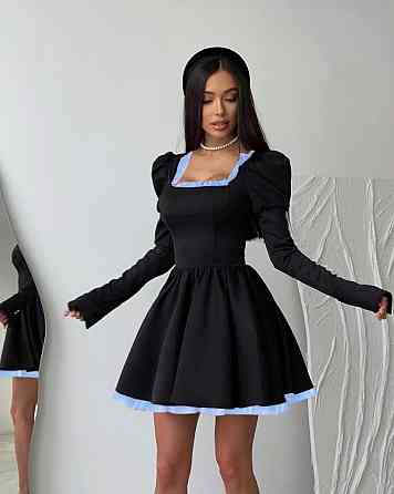 Жіноча елегантна мінісукня з довгим рукавом крепдайвінг + котон 46/48 Одеса