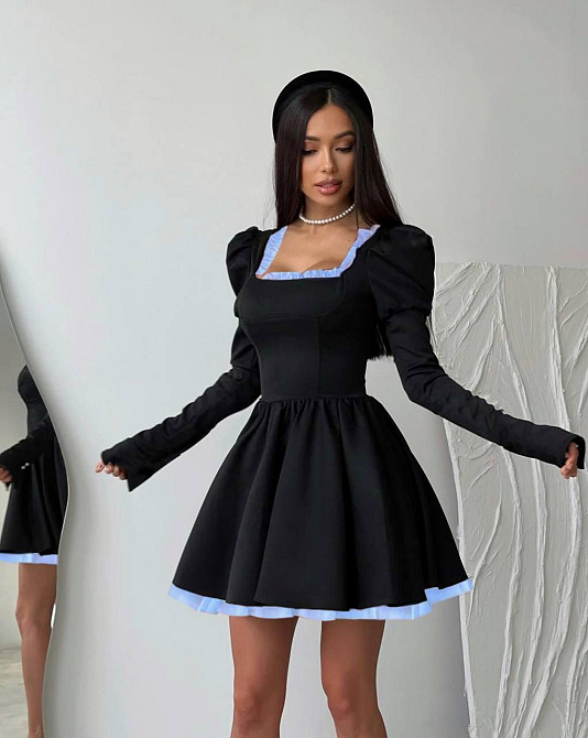 Жіноча елегантна мінісукня з довгим рукавом крепдайвінг + котон 46/48 Одеса - фото 2