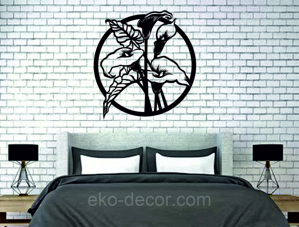 Декоративное настенное Панно «Лилии» Декор на стену 70*68 см, Черный Киев - изображение 3