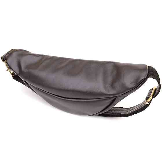 Сумка бананка відмінної якості з гладкої натуральної шкіри Коричневий (SHVIGEL) Київ