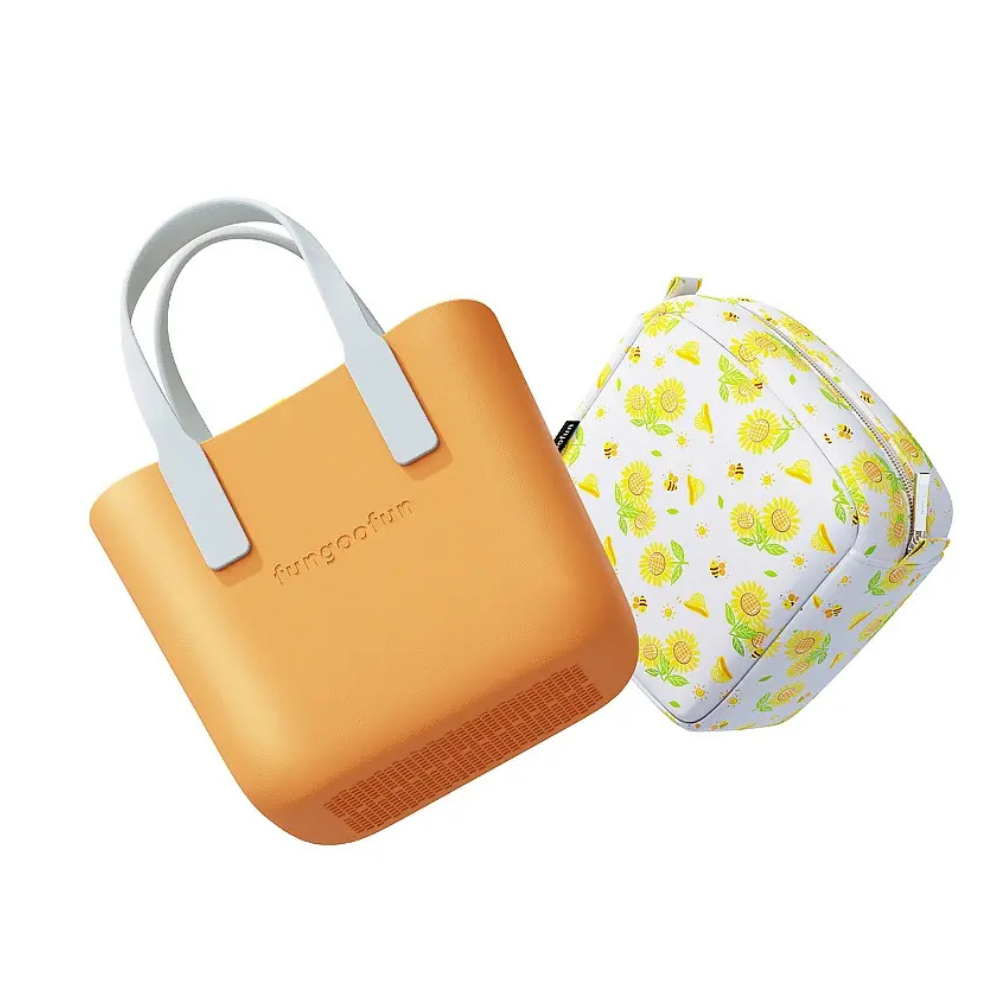 Сумка женская шопер силиконовая на плечо водонепроницаемая сумочка с подкладкой на молнии Fungoofun, оранжевая Каменец-Подольский - изображение 3