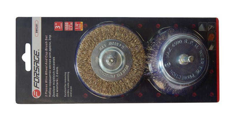 Набір кордщіток латунних комбінованих для дрилі, 2пр. (75мм), в блістері Одеса - фото 1