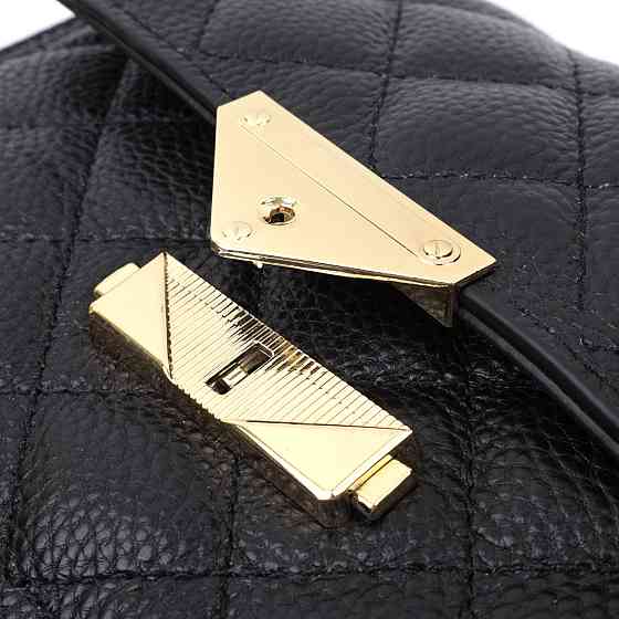 Модна жіноча сумка з оригінальною клямкою з натуральної шкіри Vintage 22671 Чорна Київ