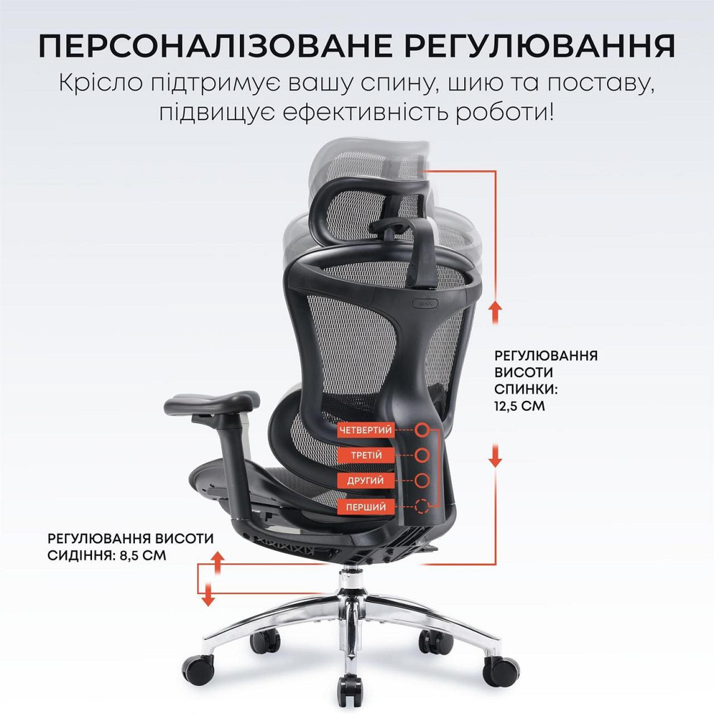 Крісло офісне Sihoo Doro C300L Mesh Black (DORO-C300L-A3-101) ( 15290 ) Харків - фото 9