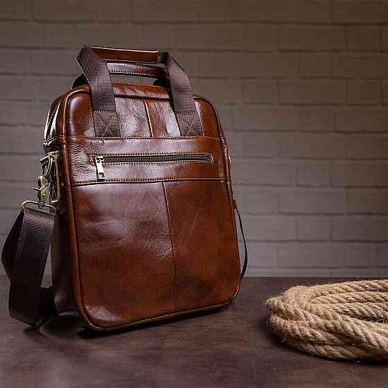 Деловая мужская сумка кожаная Vintage 14789 Коричневая Киев