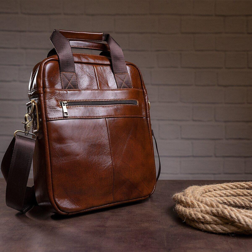 Ділова чоловіча сумка шкіряна Vintage 14789 Коричнева Київ - фото 3