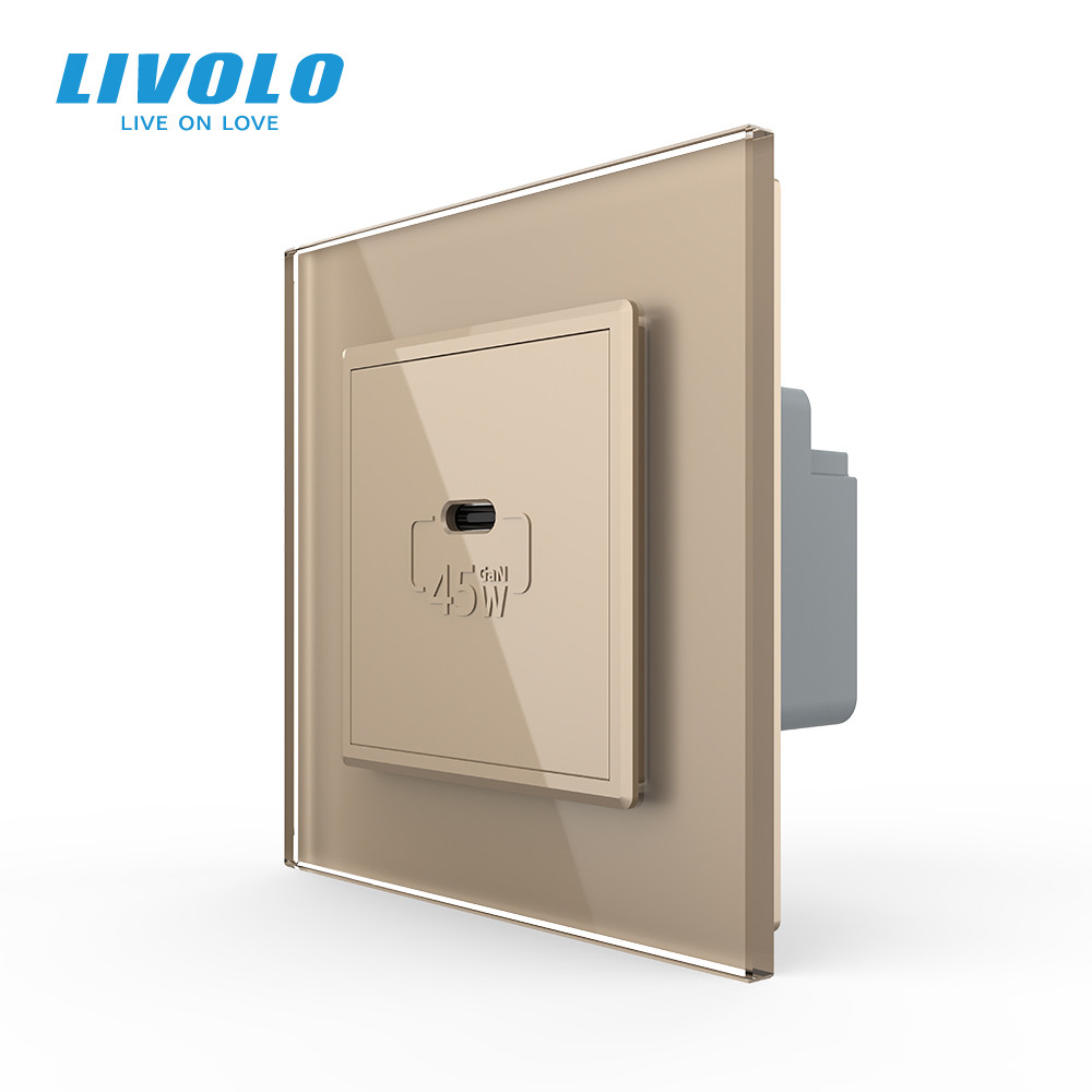 LIVOLO Розетка USB Type-C з Power Delivery 45W Livolo золото (VL-C7-FCUC-2AP) Коломия - фото 1