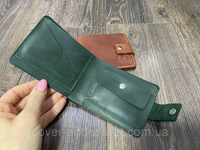 Винтажный кожаный кошелек ручной работы зеленого цвета LQ Leather Киев - изображение 3