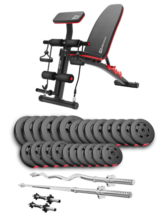 Набір Hop-Sport Premium 135кг з лавою HS-1035, штангами та гантелями Київ