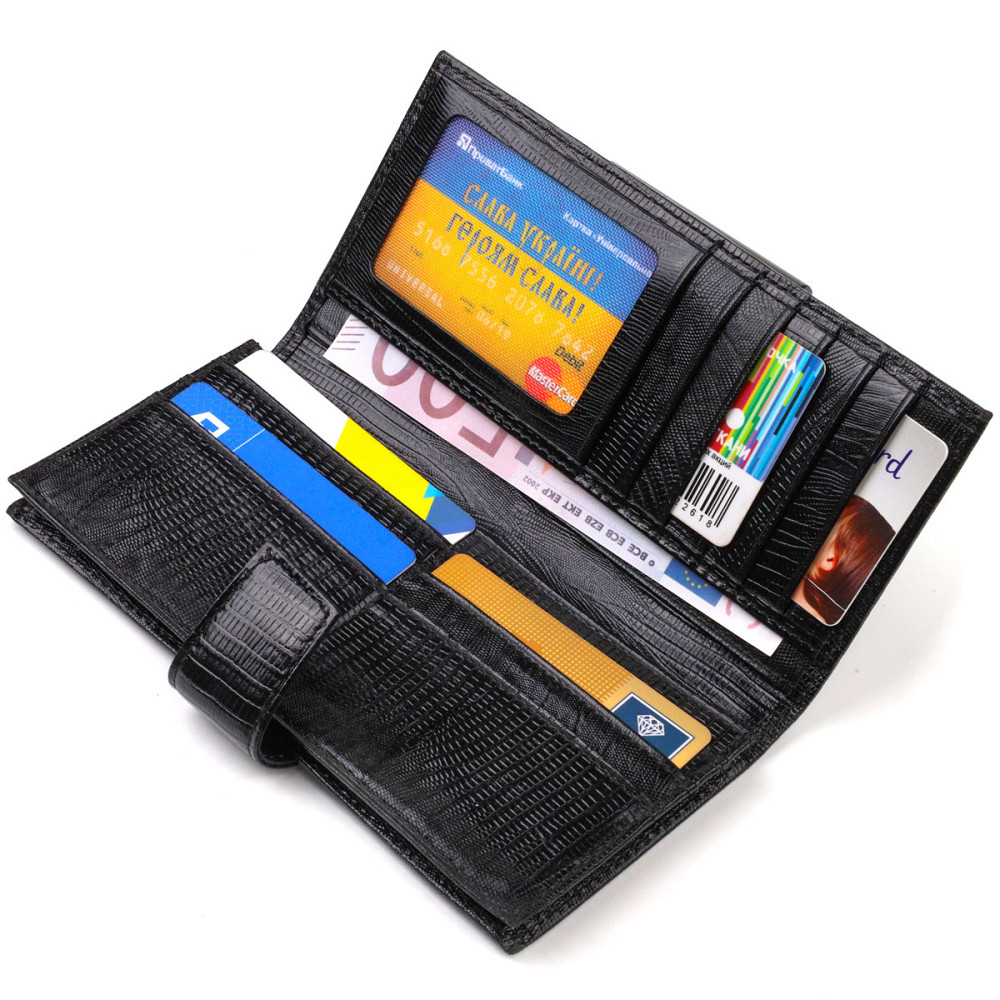 Тонкий гаманець для чоловіків з натуральної шкіри з тисненням CANPELLINI 21913 Чорний Київ - фото 4